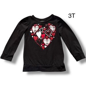 Black Heart Design Toddler Girl Long Sleeve Shirt size 3T
